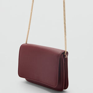 Wine <b>Red</b> Leather Crossbody Bag Chain Strap Flap <b>Purse</b> Single Handle for Daily Travel - Product Image 2