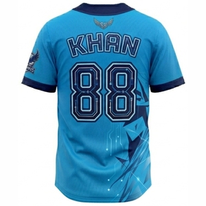 Maillot de baseball personnalisé pour homme, manches courtes, col en V, boutons sur le devant, impression sublimée, motif géométrique, évacuation de l'humidité, coupe classique - Product Image 2