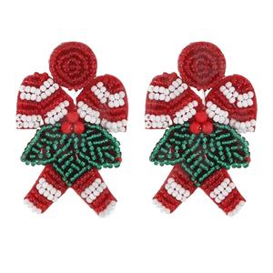 Pendientes colgantes con cuentas de Navidad Vintage para mujer patriótico naranja blanco azul para bodas o días conmemorativos - Product Image 1