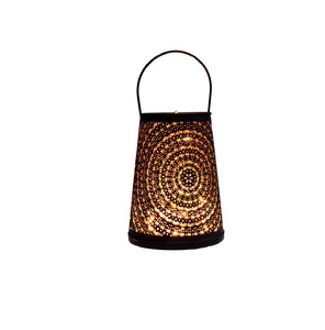 <b>Black</b> Iron <b>Lantern</b> With Star Perforated Pattern Home Decoration Candle Holder Durable Metal Design Resistant Metal Candle Holder - Product Image 2