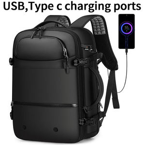 Sleek Black Expandable Travel Laptop <b>Backpack</b> <b>Water</b> <b>Resistant</b> Business Duffel Rucksack - Product Image 2