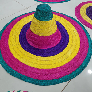 Chapeau de paille mexicain Sombrero à large bord, traditionnel, fait main, pour la protection solaire en extérieur, festivals et fêtes - Product Image 1