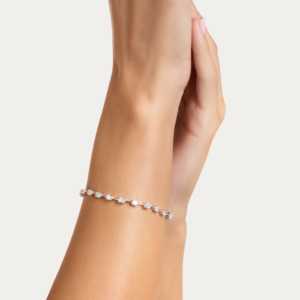 Pulsera de tenis minimalista de plata de ley con diamantes de laboratorio, color DEF, claridad VVS/VS, corte ovalado, 5 quilates en total, 18 piedras, 11 gramos, de fábrica. - Product Image 1