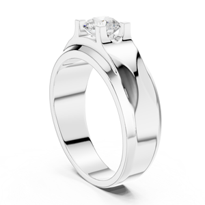 Bague solitaire pour homme en or jaune avec diamant de laboratoire – Bague de fiançailles moderne à large bande pour marié, bijoux en diamant - Product Image 3