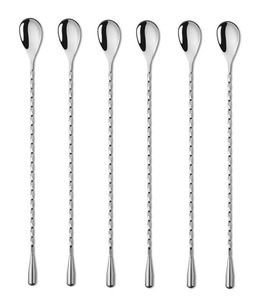 Cuillère à bar en acier inoxydable torsadée contemporaine, outil de mélange de cocktails haut de gamme, accessoire de mélange de boissons de luxe - Product Image 1