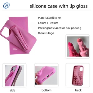 Custodia per telefono in silicone lucido per <span class=keywords><strong>12</strong></span>/13/14/15 <span class=keywords><strong>Pro</strong></span> Max con logo, per ragazze <span class=keywords><strong>e</strong></span> donne, con porta balsamo labbra, compatibile con 16 17 Air Plus - Product Image 2