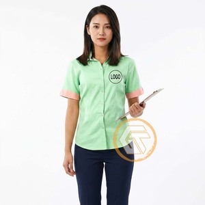 Alpha |   Chemise décontractée pour femme Kapa, unie, noire, simple, avec boutons, logo brodé sur le devant, manches raglan, col rabattu, 100% coton - Product Image 4