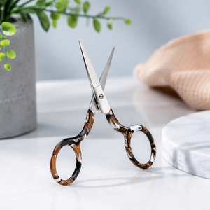 Professional Stainless steel Manicure Embroidery Sewing <b>Scissor</b> 3.5mm Thickness <b>Nail</b> Care <b>Scissor</b> With Blue Green Pattern Handle - Product Image 2