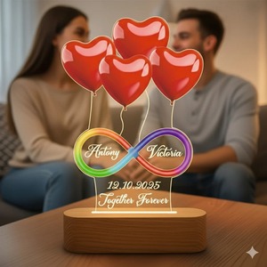 Hot Sale 3D Red Heart with <b>Rainbow</b> Infinity LED Night <b>Light</b> Romantic Acrylic Lamp for Anniversary Wedding Valentine Birthday - Product Image 3