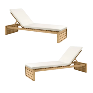 Meubles de chaise longue en bois de teck et équipés de mousse souple au design moderne pour l'extérieur - Product Image 4