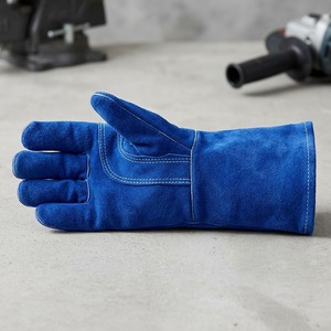 Gants de soudage en cuir de vachette bleu premium avec doublure en polaire, résistance à la chaleur et aux coupures, résistance à l'abrasion - Product Image 4