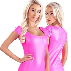 Vestido Mini Rosa de Mujer con Efecto Mojado, Ajustado, Elástico, sin Mangas, para Fiesta, Noche, Moda, Ajuste Ceñido, Atuendo Brillante - Product Image 6