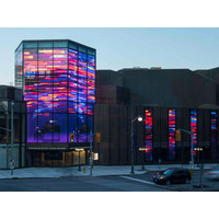 Écran LED en maille flexible à 75 % de transparence pour projets de façade de bâtiment extérieur – Série d'écrans extérieurs pour la publicité