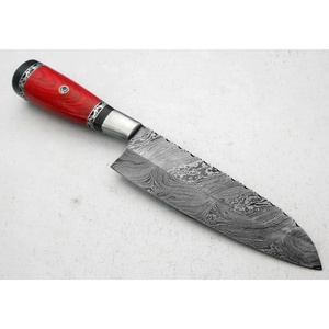 Ahmad Fabric Custom Handmade 13-Inch Damascus Steel Chef <b>Knife</b> with Leather Sheath Beautiful Handle Customizable Supported - Product Image 2