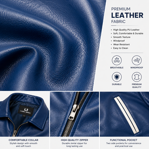 Custom Blue <b>Leather</b> Varsity <b>Jacket</b> for <b>Men</b> Letterman Bomber <b>Jacket</b> with Embroidered Chenille Patches OEM ODM Wholesale Supplier - Product Image 5