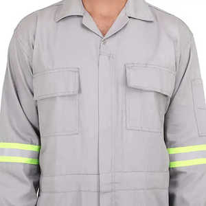 Combinaison de travail en coton gris pour homme avec bandes réfléchissantes pour usage industriel - Product Image 3