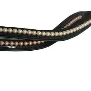 Bandas para cejas de cuero de calidad superior de moda superventas Para Caballo ecuestre duraderas con diseño de perlas todos los tamaños disponibles - Product Image 1