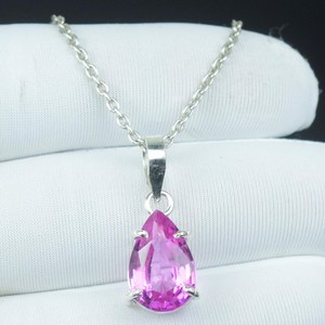 Magnifique pendentif en kunzite rose taille poire, collier en argent sterling 925, bijoux faits main vintage bohème - Product Image 1