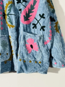 Hand Embroidered <b>Velvet</b> Suzani Jacket – Boho Festival Coat, Floral Paisley Embroidery, Artistic Outerwear - Product Image 2