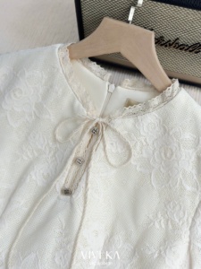 Robe mini trapèze en dentelle avec nœud pour femme LOTUS, respirante, unie, effet illusion, pour usage quotidien, ODM/OEM/Vente en gros, été - Product Image 4