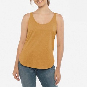 Nouveau débardeur pour femme jaune moutarde à col rond, tricoté, décontracté, couleur unie, respirant et sans manches - Product Image 1