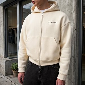 Vente en gros de sweats à capuche surdimensionnés pour hommes, en tissu French Terry 500GSM, à double fermeture éclair, imprimés numériquement, style streetwear boxy - Product Image 5