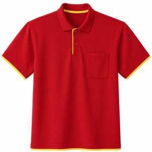 Camisa Polo Personalizada para Hombre con Ribete Rojo y Amarillo, Manga Corta, Transpirable, de Secado Rápido, con Bolsillo, Ropa de Golf, Corte Atlético, Algodón, para Verano, Venta al Por Mayor - Product Image 1