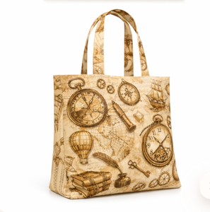 Cotton Voyage Beach Tote Bag <b>Large</b> Size Canvas Shopping Bag <b>Clocks</b> Print Handheld Handle Shoulder Strap Summer Beach Tote - Product Image 2