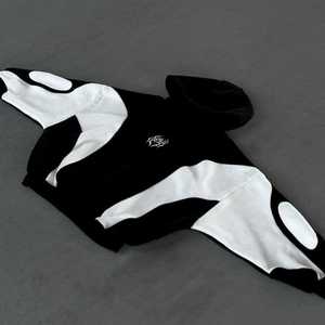 Sudadera con Capucha Oversize de Alta Calidad con Gráfico de Araña Bordado, Panel Curvo de Felpa 100% Algodón en Blanco y Negro, Producto Más Vendido - Product Image 2