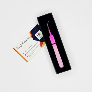 Pinzas de Acero Inoxidable con Recubrimiento en Polvo de Dos Tonos Somofy Enterprises, Agarre de Diamante, Punta Plateada Curva Resistente, Personalizables para Pestañas - Product Image 6