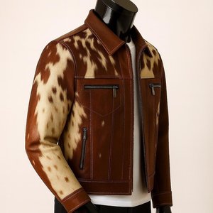 Hot Selling Custom New Fashion Premium hair on <b>Leather</b> <b>Jacket</b> Stand Front for Stylish Durable Outerwear Men Stylish Biker - Product Image 3