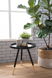 Stylish Black Bent Wood Side <b>Table</b> with Sturdy Wooden <b>Legs</b> <b>for</b> Lounge Spaces and Office Waiting Area - Product Image 4