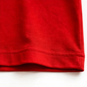 Camiseta de Punto Roja para Hombre, Cuello Redondo, Manga Corta, Color Sólido, Transpirable, 100% Algodón, Secado Rápido, Antiarrugas - Product Image 5