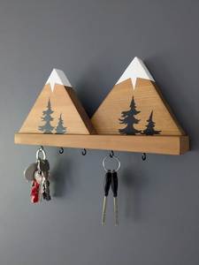 Modern Wooden Wall Mounted <b>Key</b> Holder Rack with Hooks for Home Entryway Organizer Handmade Solid Wood <b>Key</b> <b>Hanger</b> Decorative - Product Image 1