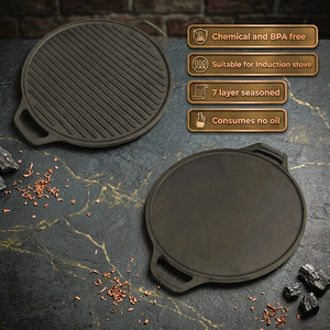 Plancha para Dosa 2 en 1 de Hierro Fundido, Reversible, Redonda, Resistente, Apta para Inducción y Horno, Sin Recubrimiento - Product Image 6