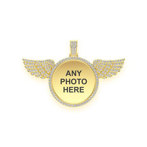 Unisex Hiphop Memorial Picture <b>Pendant</b> 925 <b>Solid</b> Silver Yellow <b>Gold</b> Plated VVS VS Lab Grown Diamond Custom Photo Fine Jewelry - Product Image 1