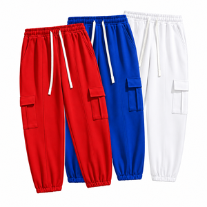 <b>Men's</b> Cotton Sweatpants Winter Trackpants Casual Jogger <b>Trousers</b> with Cargo Pockets <b>Elastic</b> Cuffs and Drawstring <b>Waist</b> - Product Image 1