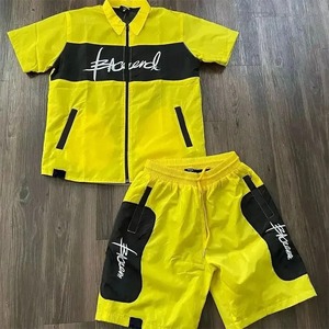 Conjunto de Pantalones Cortos Deportivos de Nailon Ligero con Logotipo Personalizado, Chaqueta Cortavientos con Cierre de Cremallera para Hombre, Ropa de Entrenamiento de Verano - Product Image 1