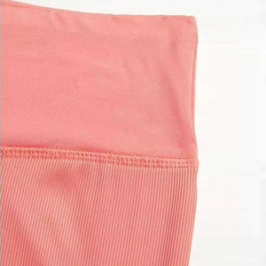 Women's Coral Two Piece Yoga Set Crop <b>Top</b> With Ruched Sleeves High Waist Flare Pants Stretchable Fabric Breathable Solid Color - Product Image 5