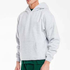 Novedad al por mayor: Sudadera con capucha informal para hombre, gris melange, con logo frontal personalizado, bolsillo con cremallera, ajuste cómodo, último diseño. - Product Image 1