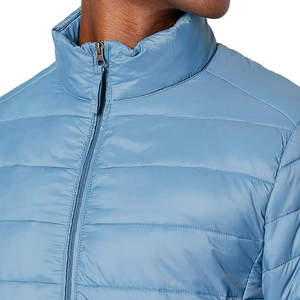 Veste d'hiver matelassée en toile bleu clair pour homme VANEK INTERNATIONAL, col montant, fermeture éclair, coupe ajustée, décontractée, coupe-vent - Product Image 5