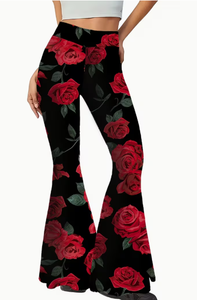 Hardhoodi Interination Women's Sporty High Waist <b>Flare</b> <b>Leggings</b> Elastic Waist Full-Length Yoga Workout Trousers Pockets Four - Product Image 4