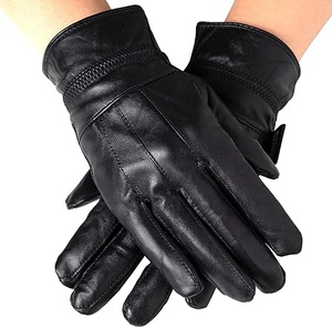 Gants d'hiver en cuir pour vélo, longueur poignet, thermiques, non doublés, style uni, compatibles écran tactile, pour le sport, les fêtes et l'usage quotidien - Product Image 1