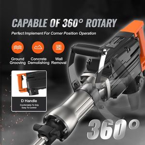 ค้อนแจ็ครื้อถอน2200วัตต์เครื่องตัดคอนกรีตไฟฟ้าสำหรับงานหนักพร้อมด้วยสิ่วสกัด1350ชิ้น4ชิ้นพร้อมกล่องดอกสว่านสีดำ - Product Image 6