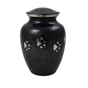 Urna Funeraria para Mascotas Color Verde Agua, con Acabado Moteado Pintado a Mano y Motivos de Huellas Plateadas, para Recuerdos Preciados - Product Image 4