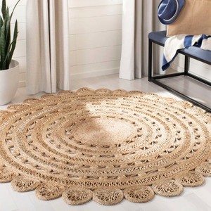Tapis en jute tressé à prix avantageux pour salon et chambre à coucher, tapis ronds en jute faits à la main pour intérieur, fabriqués en Inde - Product Image 2