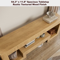 Meuble TV moderne en bois naturel avec éclairage LED, console multimédia à 2 niveaux avec rangement ouvert pour téléviseurs jusqu'à 65 pouces