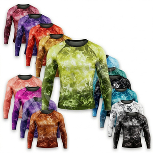 All Over Sublimation Printed Rash Guard <b>Shirt</b> <b>Men's</b> <b>Compression</b> Sports Long Sleeve UV Protection Gym Surf Wear BJJ Wear T <b>Shirt</b> - Product Image 1
