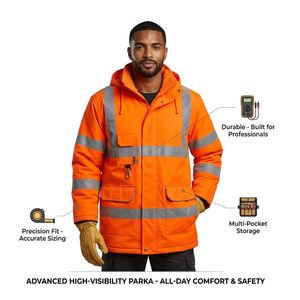 Chaqueta de Seguridad de Invierno Impermeable y Transpirable de Alta Visibilidad con Cuello Alto, Chaqueta Bomber de Secado Rápido, Resistente al Viento, Personalizable - Product Image 4