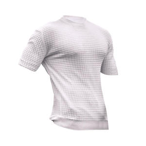 T-shirt à manches courtes en tricot vert olive pour homme, col rond, coupe ajustée, vêtement décontracté, couleur unie - Product Image 5